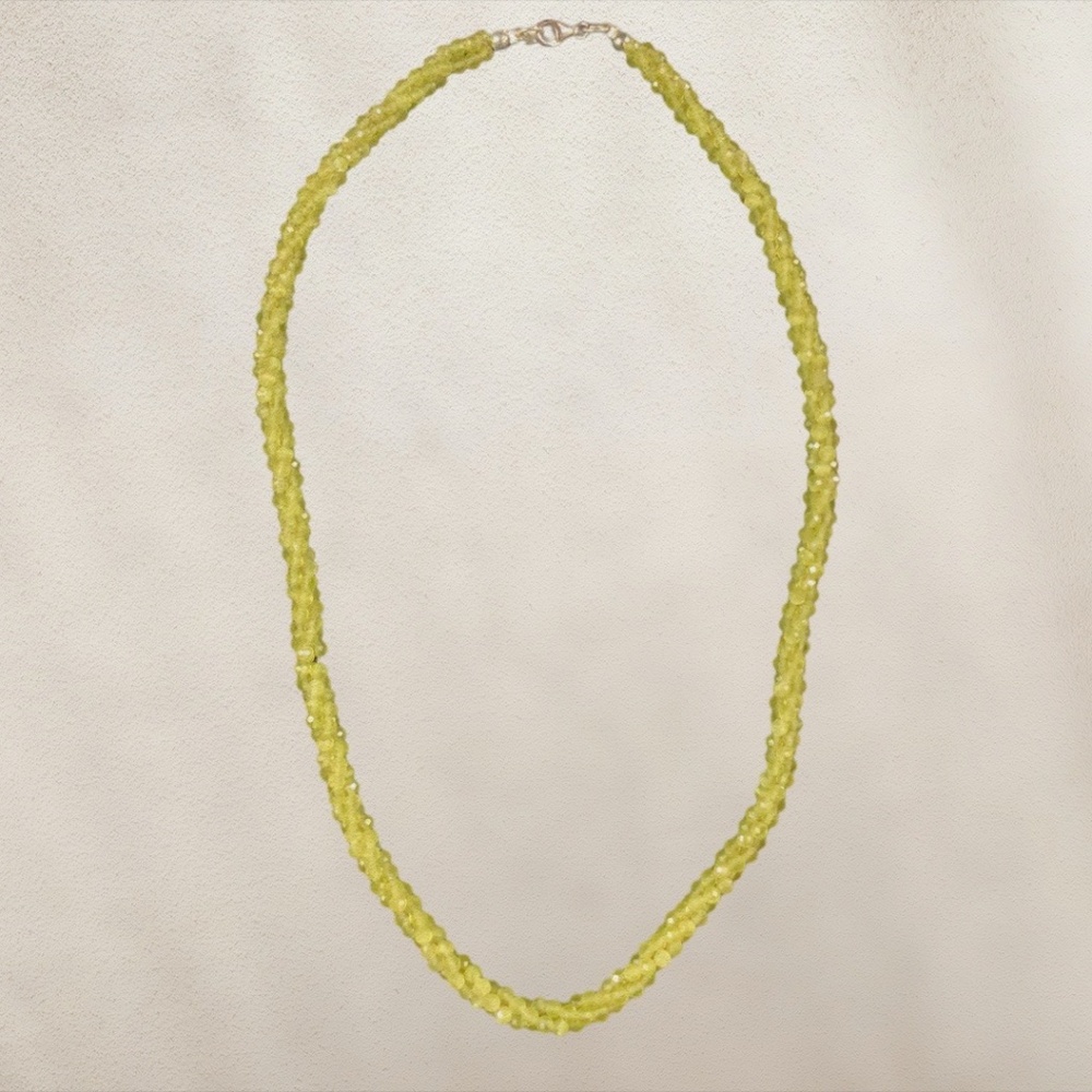 Peridot Beaded Three Layer Twisted Necklace - image 1